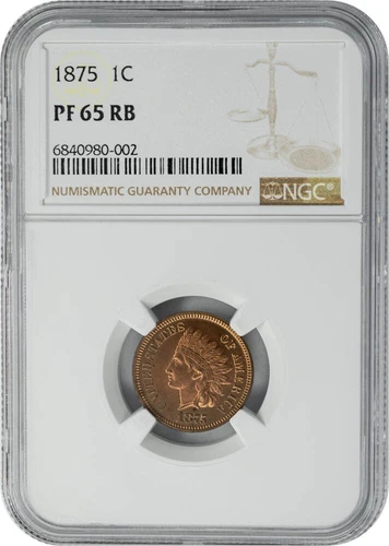 1875 Indian Head Cent 1c PF65 PR65 RB NGC 949991-1