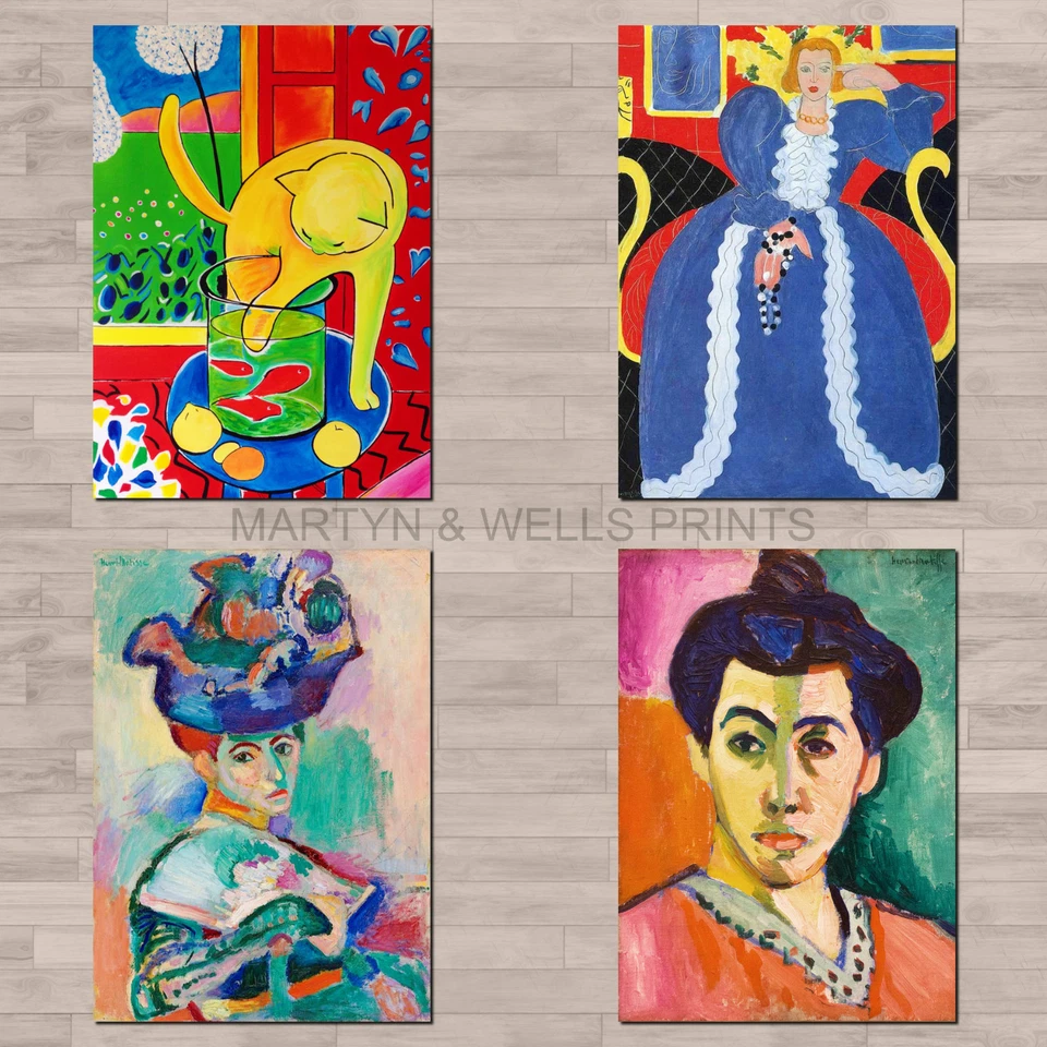 Henri Matisse prints. A4 canvas paper / poster art. Fauvism. Cat with Red Fish. - Image 1 of 4