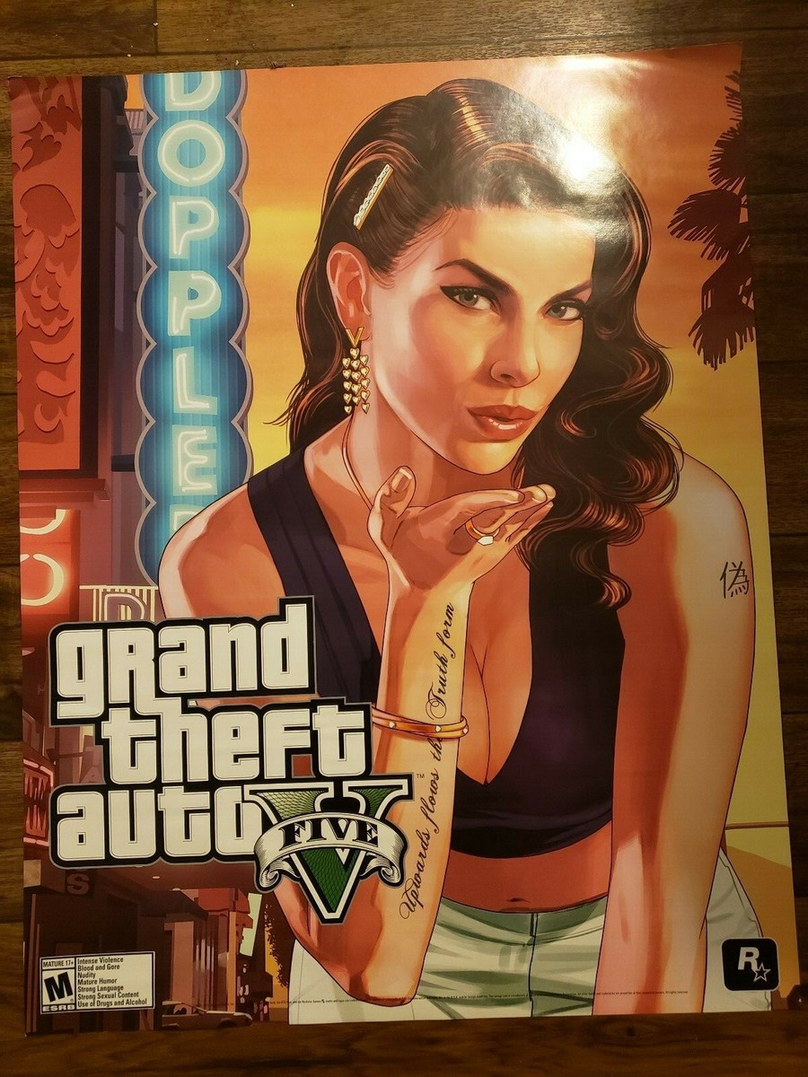 GRAND THEFT AUTO V FIVE DOUBLE SIDED PROMO POSTER SIZE 22