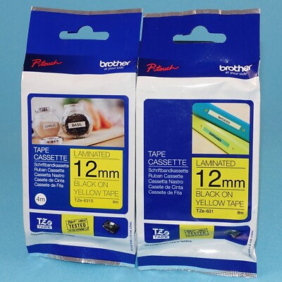 Brother P-touch tape TZe-631 (8m) schwarz  gelb 12mm oder TZe-631S (4m) ORIGINAL