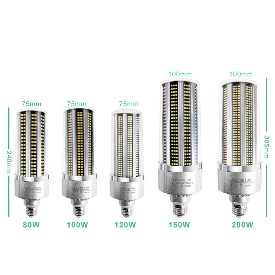 LED Corn Bulb 80/100/120/150/200/240W | 85-265V Natural White/Warm White Light - Image 2 of 4
