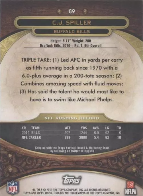 2013 Topps Triple Threads C.J. Spiller #89