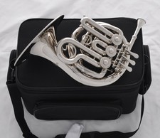 Top Silver Nickel Piccolo Mini French Horn Engraving Bell Bb Keys With Case