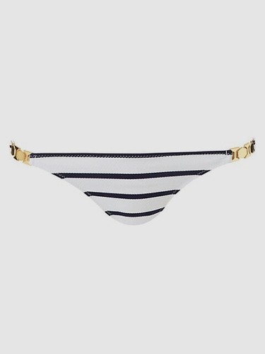 $117 Melissa Odabash Women's White Athens Striped Bikini Bottom Swimwear Size 8