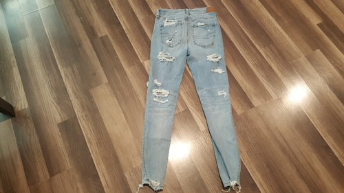 American eagle women SZ 4 (28X27) hi rise blue distressed jegging jeans - Picture 9 of 14