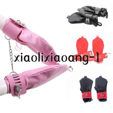 Faux Leather Soft 1 Pair Dog Gloves Restraint Lockable Mittens Hand Cuffs Slaver