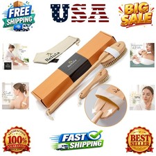 100 Boar Bristle Dry Brushing Body Brush Set, Face Brush, Gloves  Natural b...