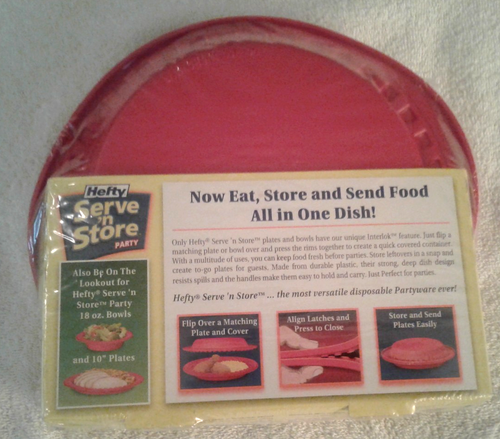New in Package Hefty Serve N Store Interlocking Red Plates 20 Count - Picture 4 of 4