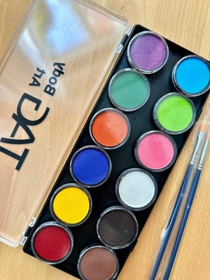 TAG Face & Body Art Schminkpalette Face Paint 12 Set + 2 Pinsel Bodypainting