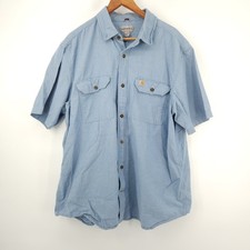 Carhartt Button Down Work Shirt Men Size XL Chambray Light Blue 5200 CBL