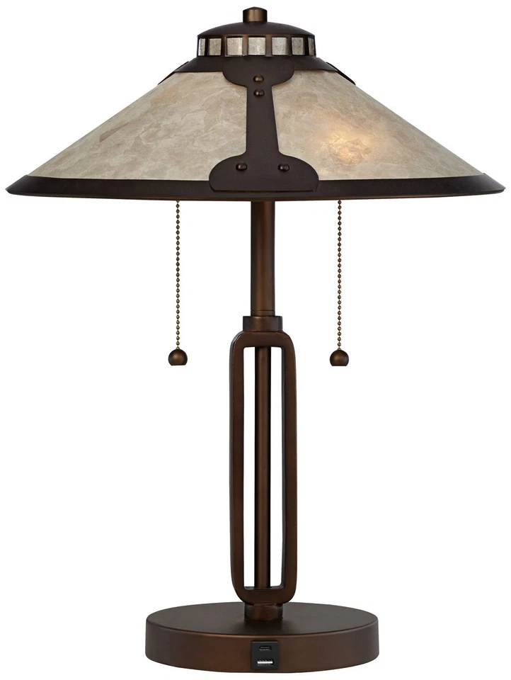 Lámpara de Escritorio Samuel Rústica 20" Alto Bronce Frotado con Puerto USB para Dormitorio Cabecera Foto 2 de 4