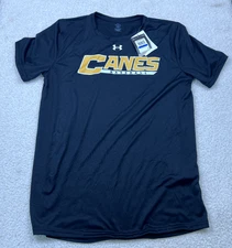 CANES BASEBALL Under Armour T Shirt Fan Gear Loose Black White Yellow