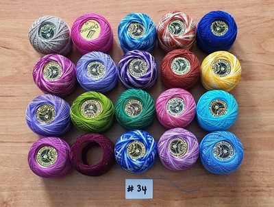 20 Knäuel Perle Baumwolle Nr:12 Stickgarn in verschiedenen Farben #34