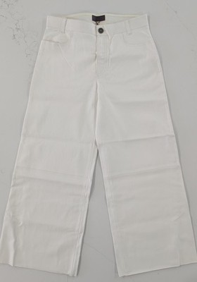 STOULS Paris Lilou White Lambskin Leather Pants Wide Leg Size M NWT $1,811