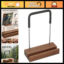 Vinyl Record Stand - Black Walnut Holder for LPs, Stylish Display Storage
