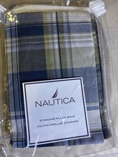 Nautica Pillow Sham Standard Plaid Mixed Out Green Multicolored 20" x 26" New