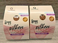 2x Legg's Silken Mist Control Top Ultra Sheer Leg Pantyhose Q (Large) Sun Beige
