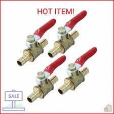 Waziaqoc 4 Pcs 5/16 Inch Hose Barb Ball Valve, Mini Brass Shut Off, Pipe Tubing