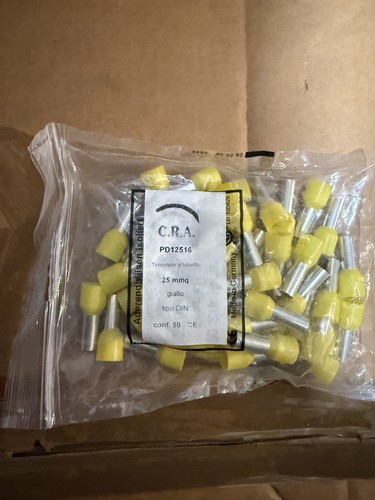 100  CAPICORDA TERMINALE A TUBETTO A CRIMPARE PER CAVI 25 mm PD12516 TIPO DIN - Afbeelding 1 van 2