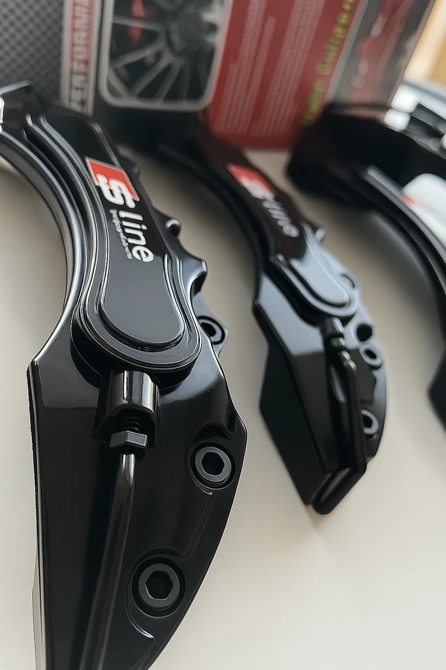 4x Cubiertas de pinza de freno negras actualización deportiva para Audi A1 A3 A4 A5 A6 Q3 Q5 S-Line Foto 3 de 4