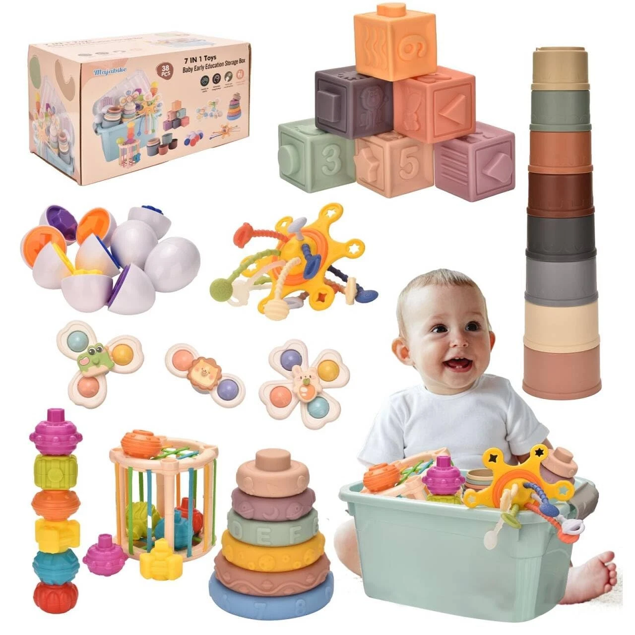 Baby Toys 6 to 12 Months 7 in 1 Montessori Teething Toys Sorting Sensory Educ...
Opens in a new wind