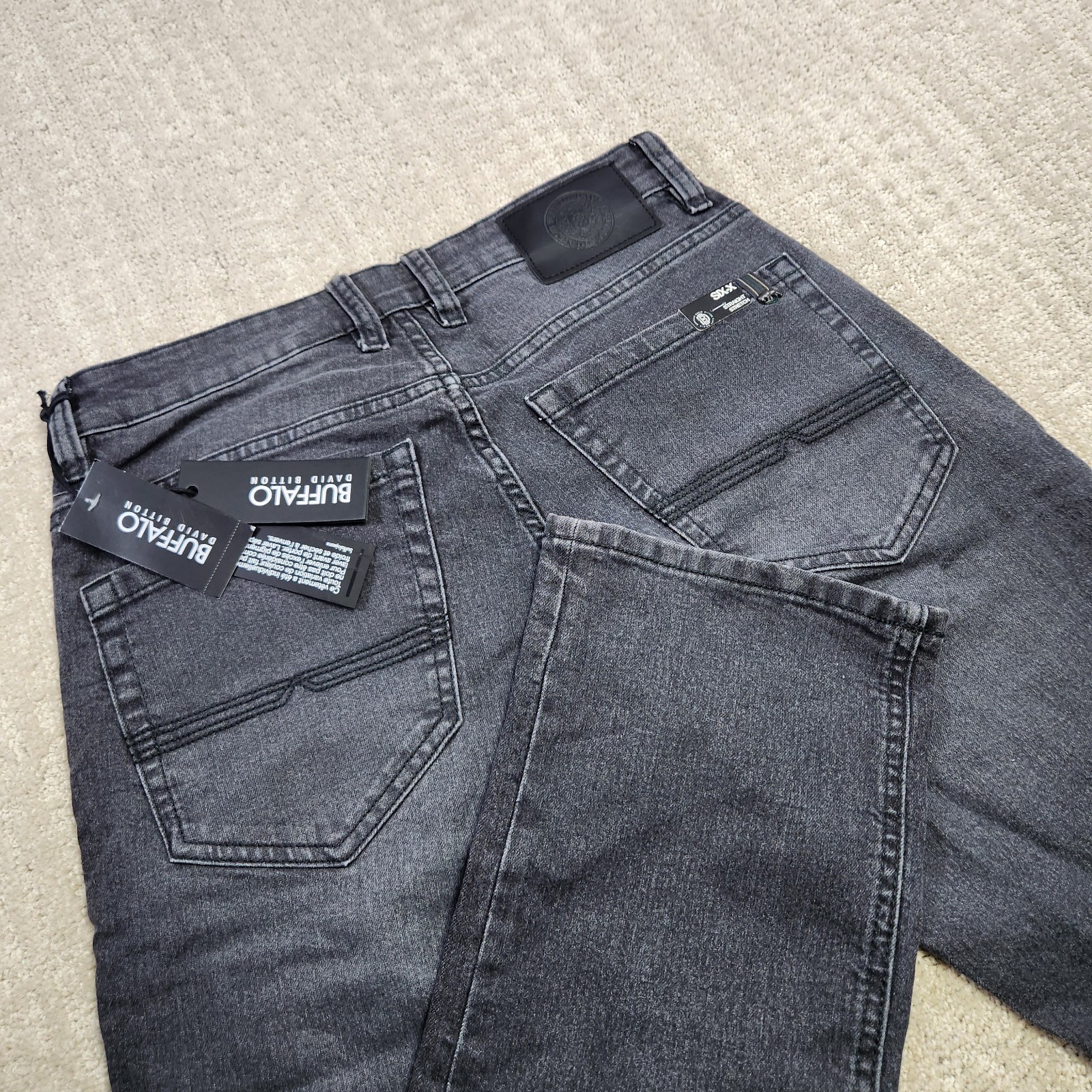 28x32 Six X Straight Stretch Gray Charcoal Denim