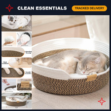 Handwoven Cat Bed Basket with Cushion - Cooling Indoor Pet Bed for Cats