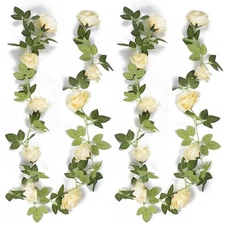 Artificial Flower Garland，2PCS 7.54 FT Fake Roses Vines Flowers with Green Le...