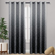 Ombre Blackout Curtains for Bedroom - Damask Patterned Thermal Insulated Ener...