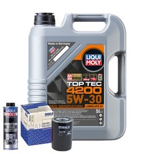 Motoröl 5W30 LIQUI MOLY Top Tec 4200 5L+MAHLE Ölfilter +Spülung