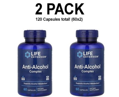 Life Extension, 2 PACK, Anti-Alcohol Complex, 60 Capsules each (120 total!)