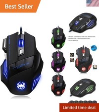 Customizable 7200 DPI Gaming Mouse with 7 Programmable Buttons and RGB Lights