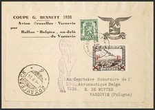 Belgium. Aerial. Cover Yvert Aéreo 6, 425. 1936. 35 cts green and 1 fr on 1´50