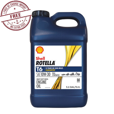 Shell Rotella T6 Full Synthetic 10W-30 Diesel Engine Oil 2.5 Gallon Ship From US
