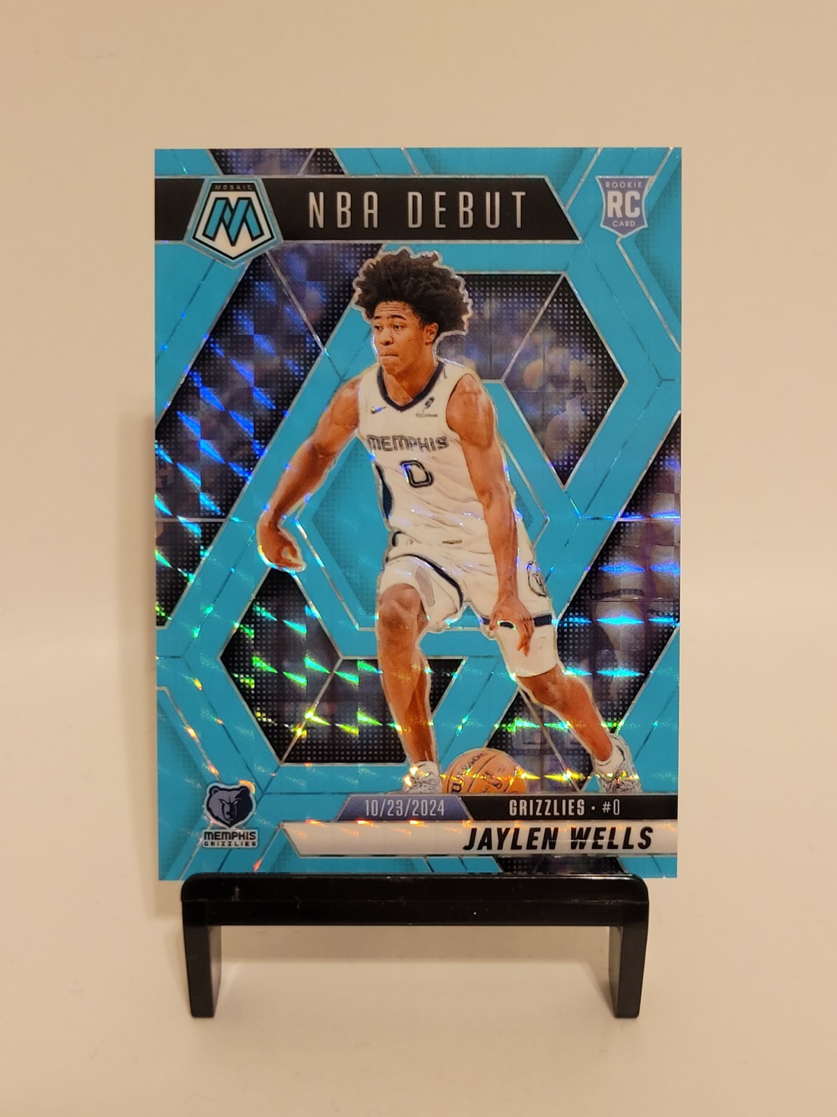 2024-25 Panini NBA Mosaic Jaylen Wells #260 Blue Fluorescent /75 (RC)