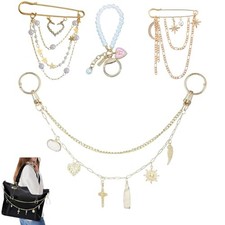 5 in 1 Bag Charms Set, Purse Charms, Pearl Bags Chain, Purse Keychain and