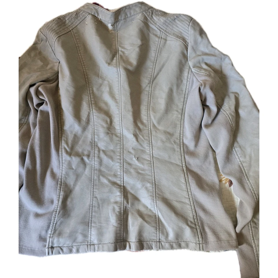 Kenneth Cole Reaction Mens Large Tan Real Leather Suede Moto Jacket FLAWS READ - Image 2 of 4