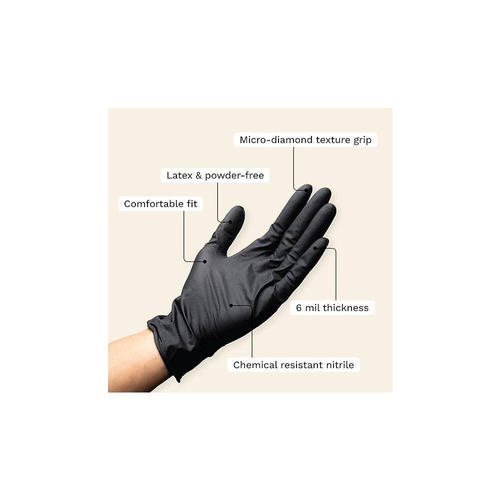 Guanti da pulizia in nitrile medio 6 Mil resistenti micro diamond texture in nero 1 - Foto 3 di 12