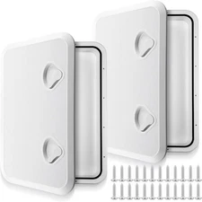 2Pcs White Marine Boat Deck Rectangular Access Hatch Handle  Lock 17 in*9.6 in