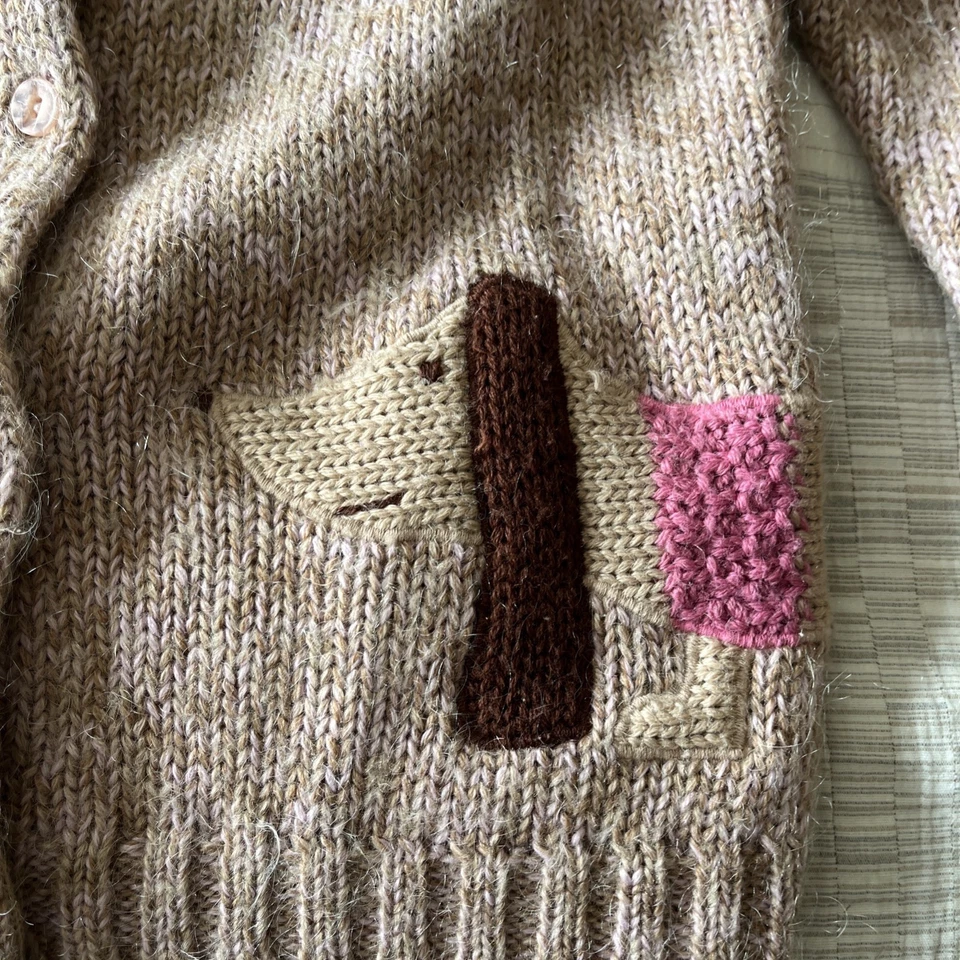 Cárdigan Suéter Jacadi Marrón Rosa Mezcla Lana Niñas 6 Y 116 cm Dachshund Perro  Foto 4 de 4