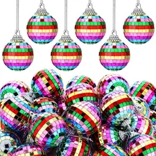 24 Pieces Mini Christmas Disco Balls 70s Party Decor Christmas Tree Decoratio...