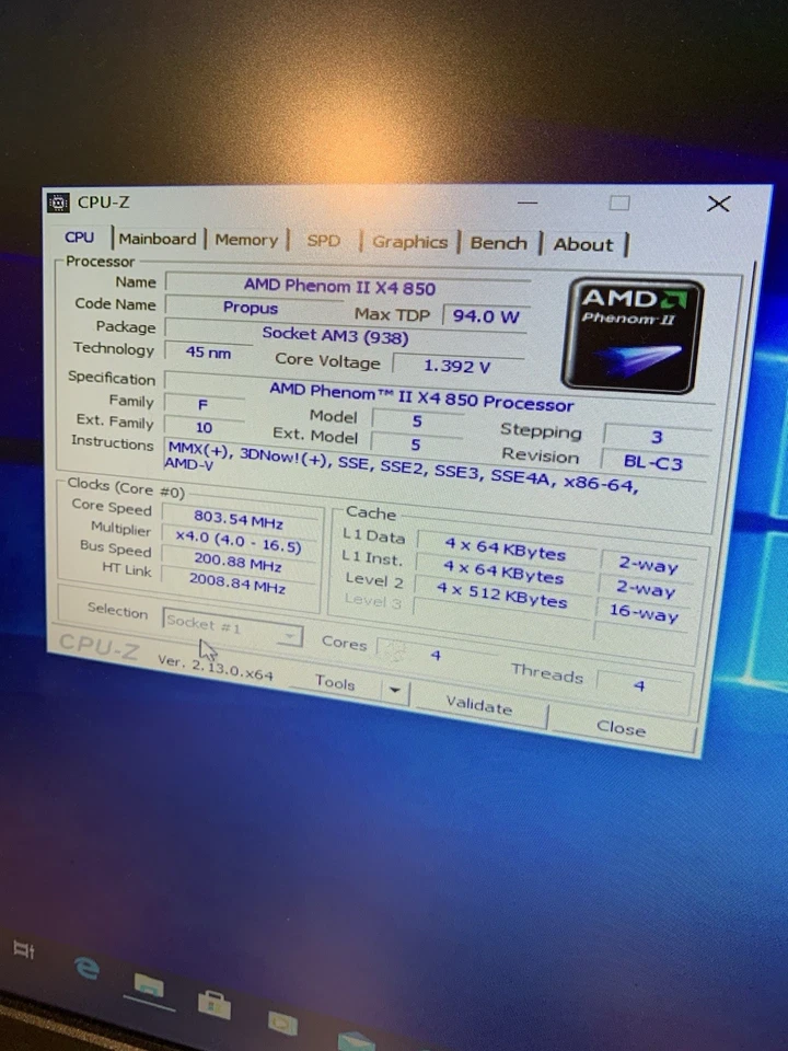 ASUSTEK M4A88T-M PC Mit AMD Phenom II X4 850 3.30 GHz Windows 10 Pro. MSOf.20254
