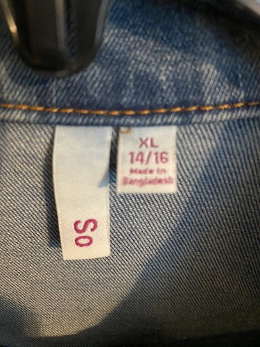 So Kohl's Denim Jean Jacket Long Sleeve Button Front Girls Youth XL 14/16 - Picture 3 of 4