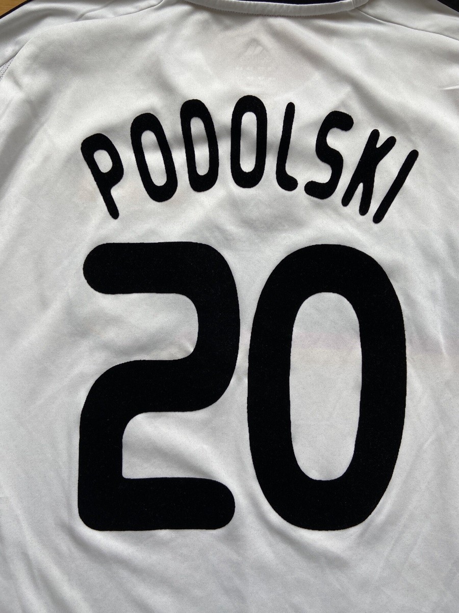 adidas PODOLSKI 20 ホワイトシャツ M GERMANY 2008 2009 HOME FOOTBALL SHIRT SOCCER JERSEY ADIDAS