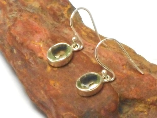 Oval Green AMETHYST Sterling Silver 925 Gemstone Drop Dangle Earrings - Picture 3 of 6
