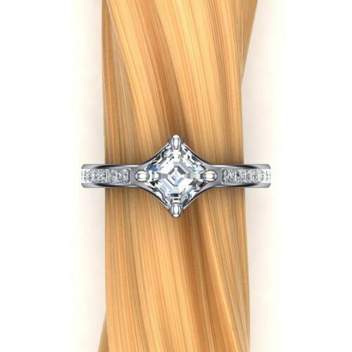 2.65Ct Asscher Cut Lab-Created Dazzling Engagement Wedding Ring 14K White Gold - Picture 2 of 5