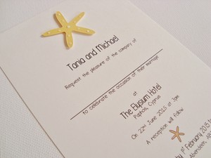 Details About Personalised Handmade Starfish Beach Wedding Invitation Sample