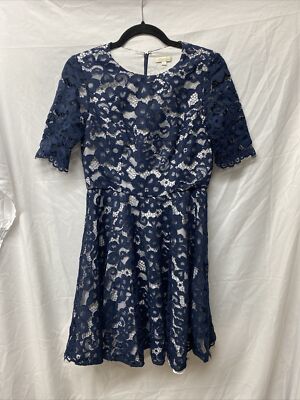Shoshanna Navy blue lace Cocktail midi A Line Dress- Size