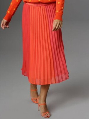 NEU MAXI SOMMER ROCK PLISSEE FARBVERLAUF 40 42 ANISTON orange pink rot *61011312