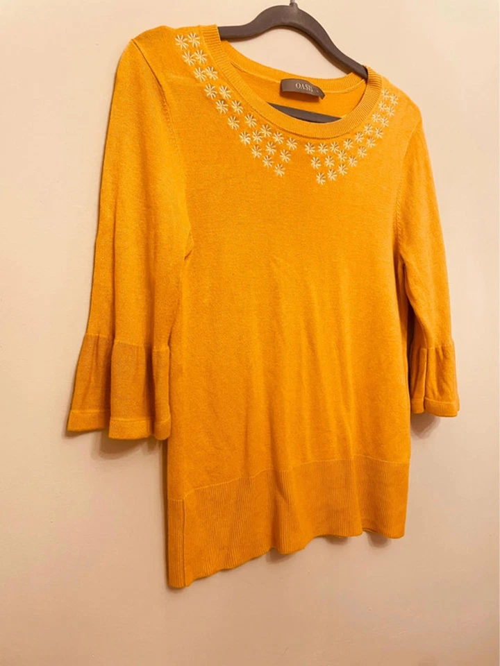 Oasis Flared Sleeve Sweater Mustard Yellow Size S (UK10) - Image 2 of 4